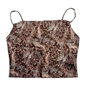 Hollister Crop Satin Cowl Neck Chestnut Brown Cami Small